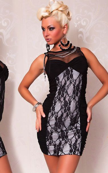 ELEGANT FASHION WHITE AND BLACK LACE CLUB WEAR